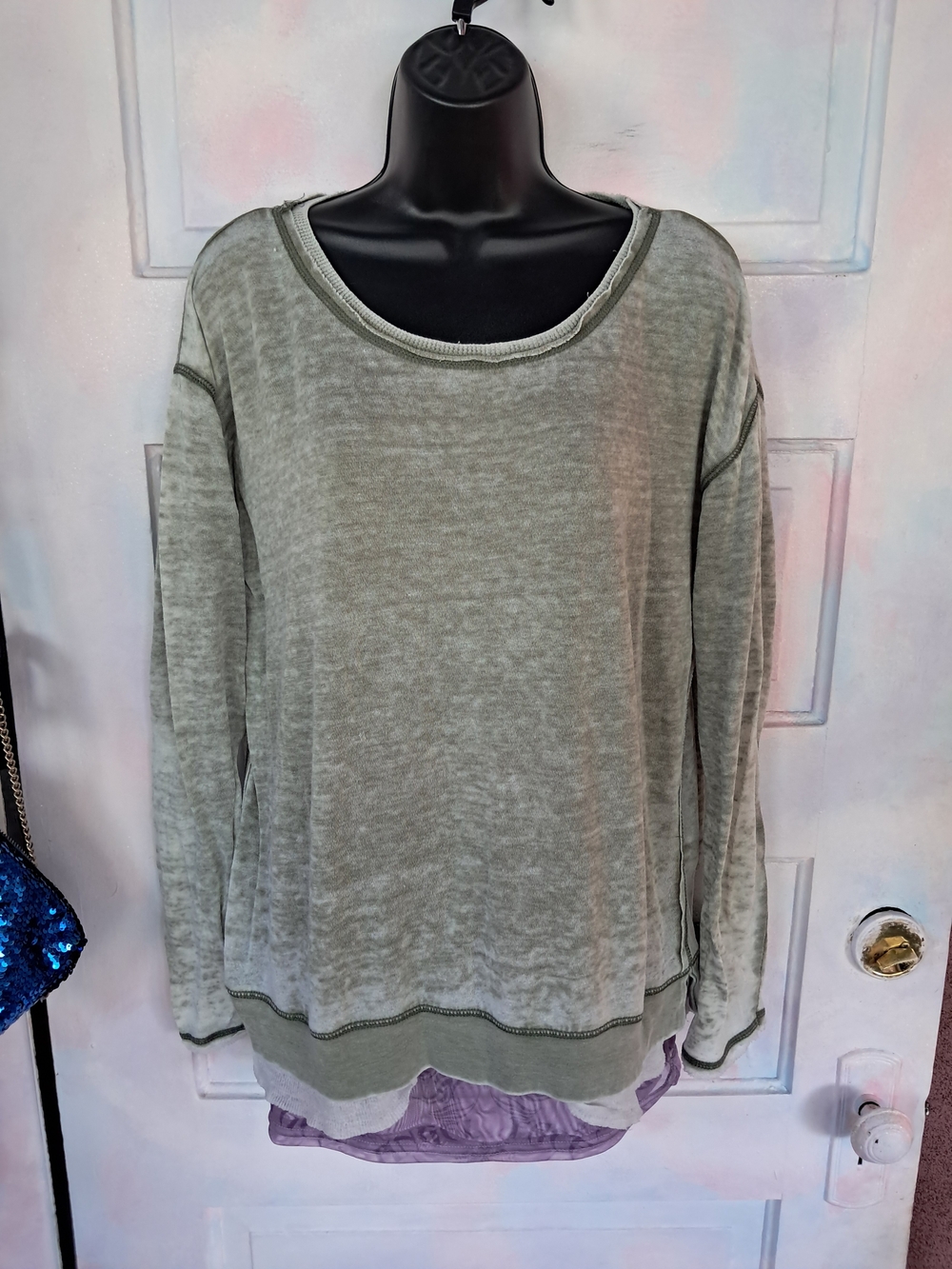 Aeropostale Olive Grey Lightweight Oversized Pullover Top